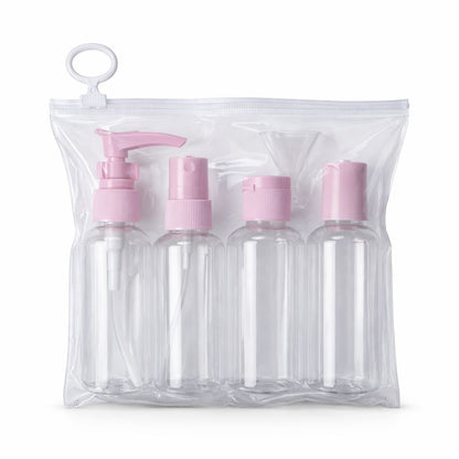 Set recipiente cosmetice de călătorie, 4 bucăți, albastru/roz