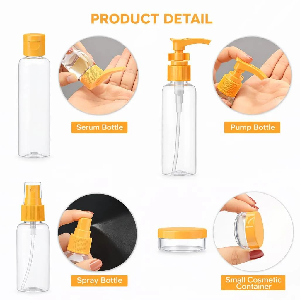 Set recipiente cosmetice pentru călătorie, 6 piese, verde/albastru/mov