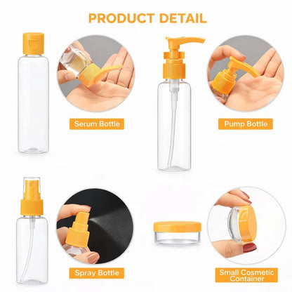 Set recipiente cosmetice pentru călătorie, 6 piese, verde/albastru/mov