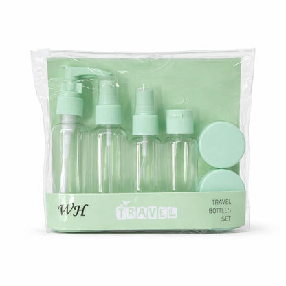 Set recipiente cosmetice pentru călătorie, 6 piese, verde/albastru/mov