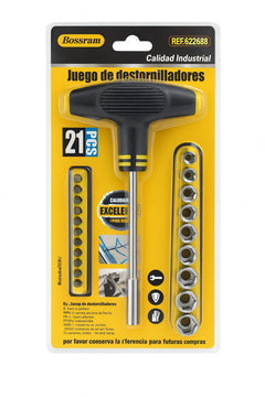 Set Surubelnita Tip T cu 21 Piese Bossram , Industrial Quality, Bits + Tubulare