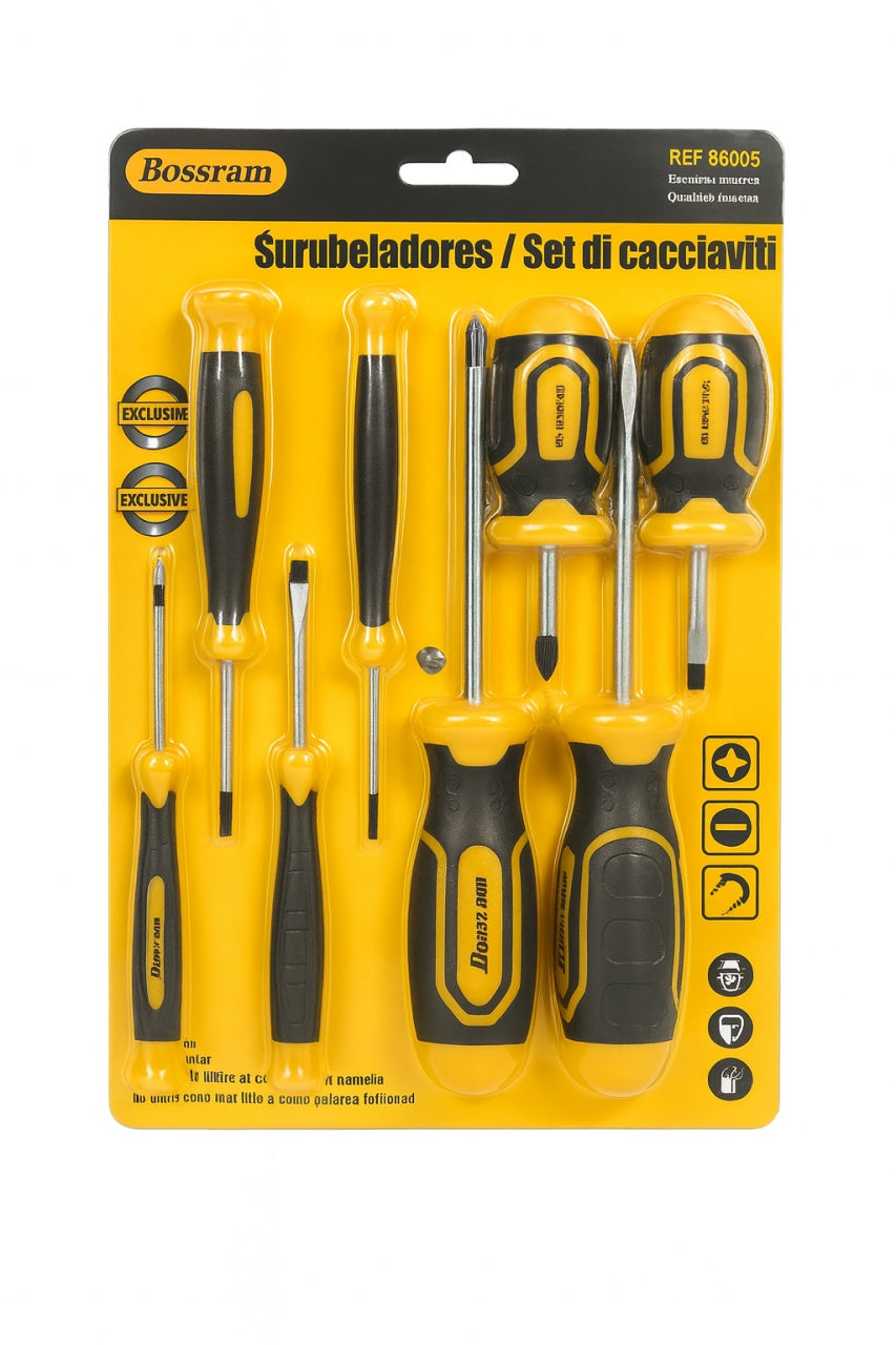 Set Surubelnite Bossram 10 Piese , Phillips + Slot, Maner Ergonomic, Uz Profesional