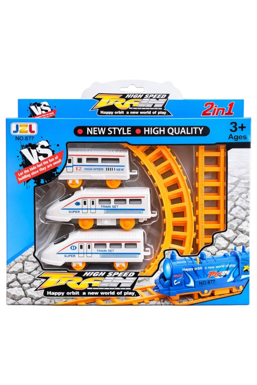 Set tren de jucărie de mare viteză cu șine , plastic rezistent, 24x20x3,5 cm