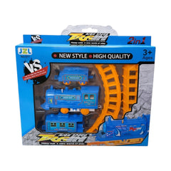 Set tren electric albastru cu șine din plastic, pentru copii 3+ ani