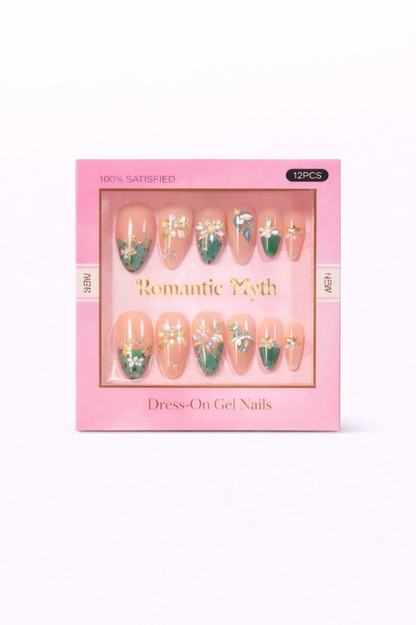 Set unghii false 12 perechi, 6 modele diferite, manichiura eleganta instant