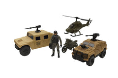 Set vehicule militare cu elicopter, jeep, motocicleta si soldat , jucarie copii 3+