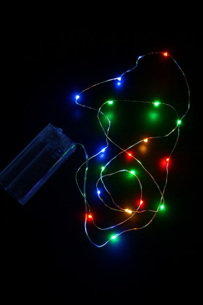Sir luminos LED 3 metri, 30 LED-uri multicolor, functional cu baterii