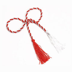 Snur martisor rasucit gigant, lungime 1.5 m, grosime 0.5 cm, alb-rosu pentru decoratiuni