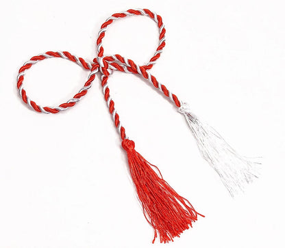 Snur martisor rasucit gigant, lungime 1.5 m, grosime 0.5 cm, alb-rosu pentru decoratiuni