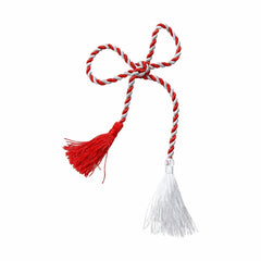 Snur martisor traditional alb rosu lucios impletit 65 cm