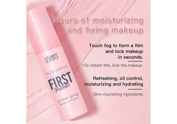 Spray Primer Hidratant USHAS First , Baza de Machiaj pentru Hidratare si Fixare, 80ml