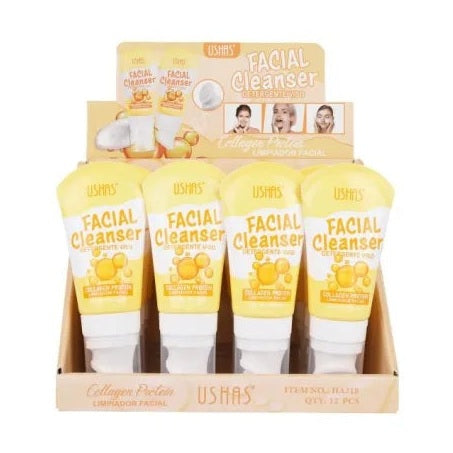 Spuma de Curatare Faciala USHAS cu Colagen si Proteine 85g , Hidratare si Fermitate