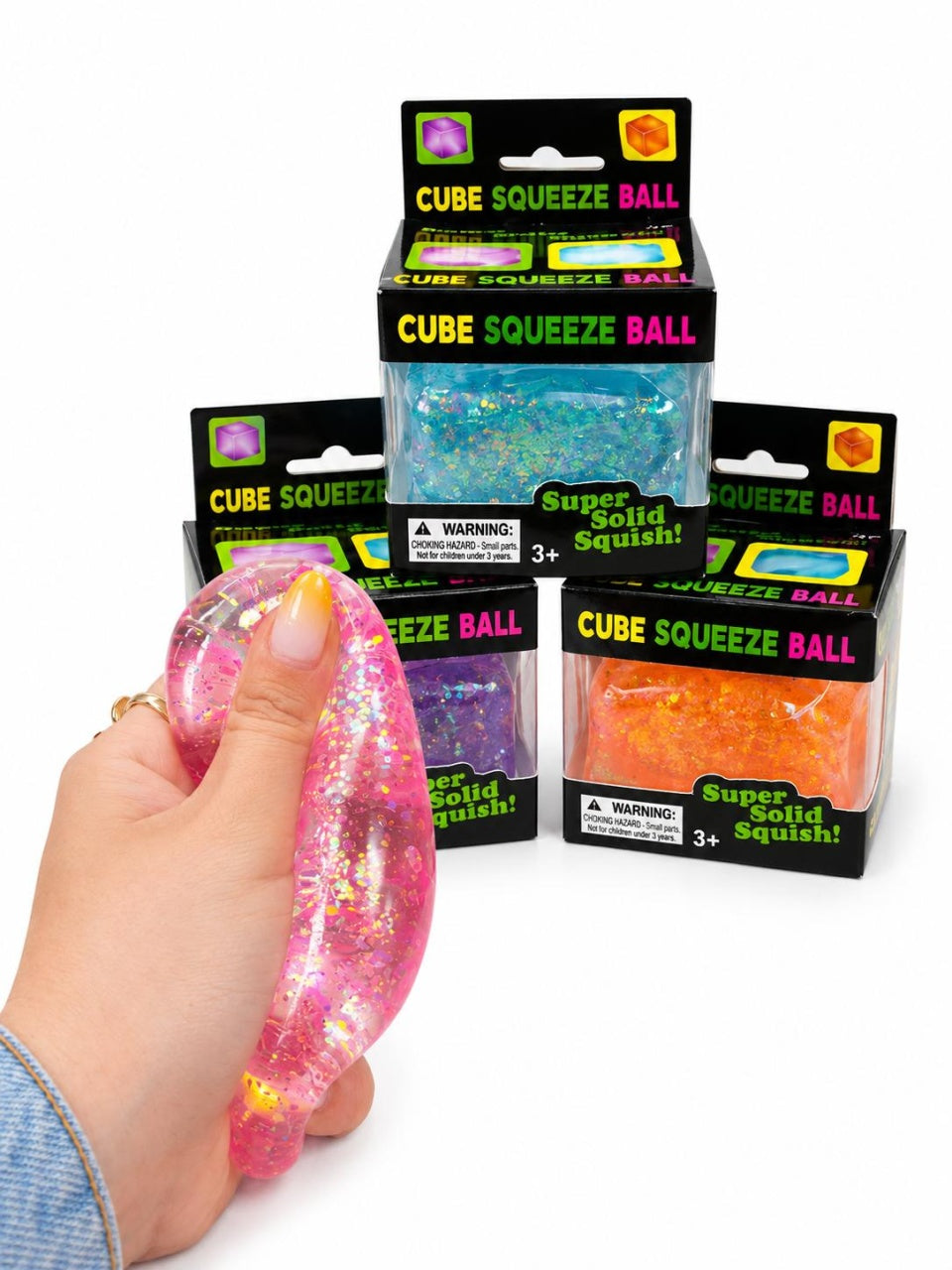 Squishy antistres cub cu sclipici 5cm, moale si elastic, culoare aleatorie