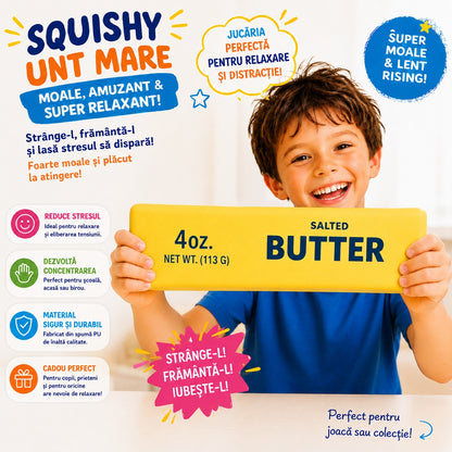 Squishy Butter Slow Rising 23 cm – Jucărie Antistres Moale și Relaxantă pentru Copii și Adulți