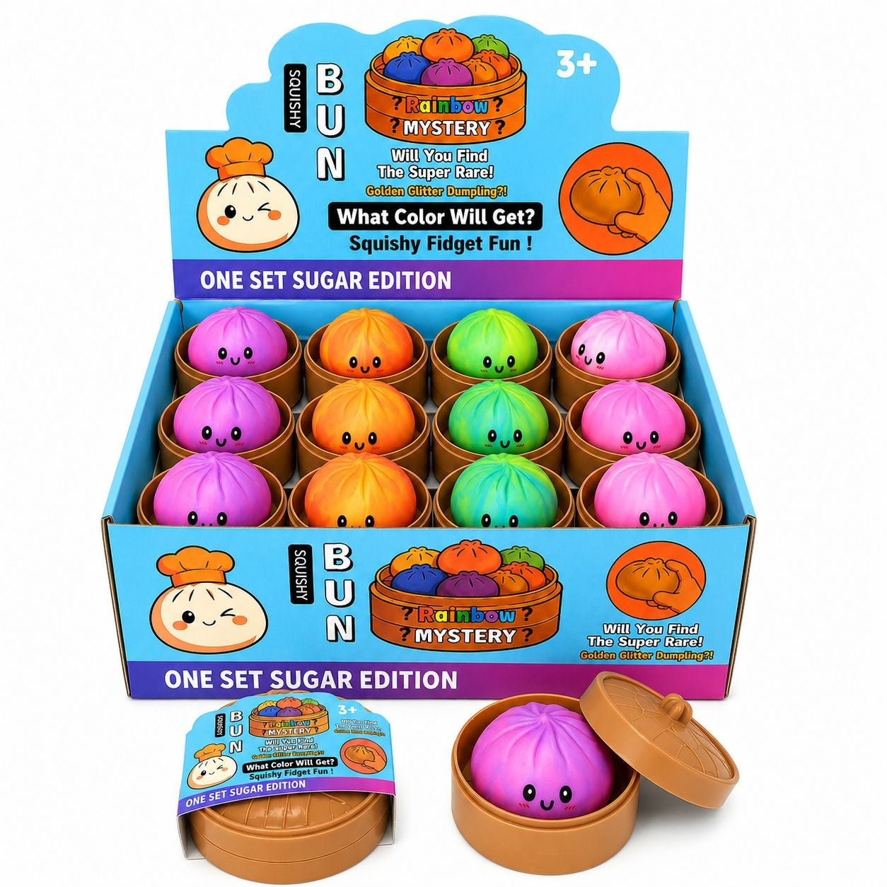Squishy Dumpling cu Spumă 8,5 cm – Jucărie Antistres Moale, Colorată, Surpriză pentru Copii