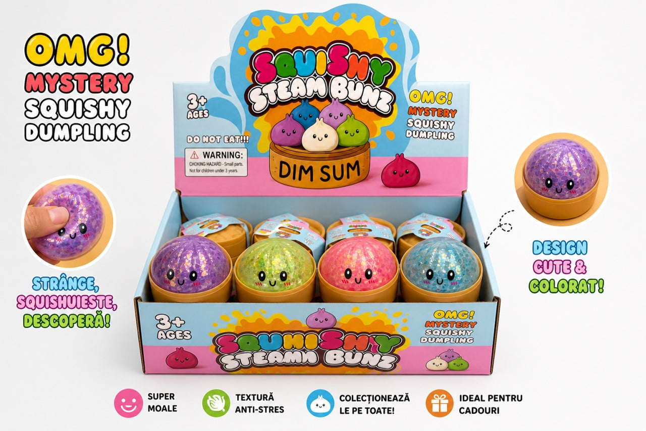Squishy Dumplings cu Sclipici si Bilute moi 5.5cm – Jucărie Antistres