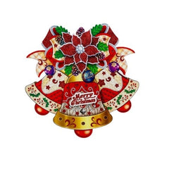 Sticker decorativ Craciun clopote 3D cu poinsettia si sclipici 35x35 cm