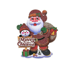 Sticker decorativ Craciun Mos Craciun 3D cu sclipici 22x18.5 cm