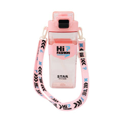 Sticla HiP Fashion 650ml Roz , Model Star cu Bretea Lunga si Capac cu Sistem de Siguranta