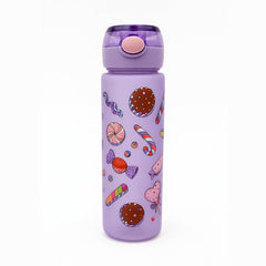 Sticla Kids Candy Purple 500ml , Model Vesel cu Dulciuri, Pai si Capac Flip Anti-Scurgere