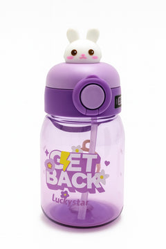 Sticla Kids Get Back 500ml , Model Violet cu Iepuras, Pai, Capac Flip si Manere Laterale