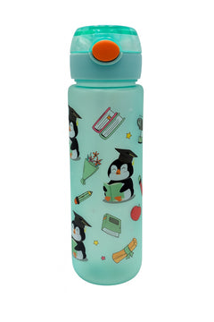 Sticla Kids Penguin School 500ml , Model Educativ cu Pinguini, Pai si Capac Flip Rezistent