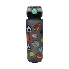 Sticla Kids Sports Ball 500ml , Model Sport Negru cu Pai si Capac Flip Anti-Scurgere
