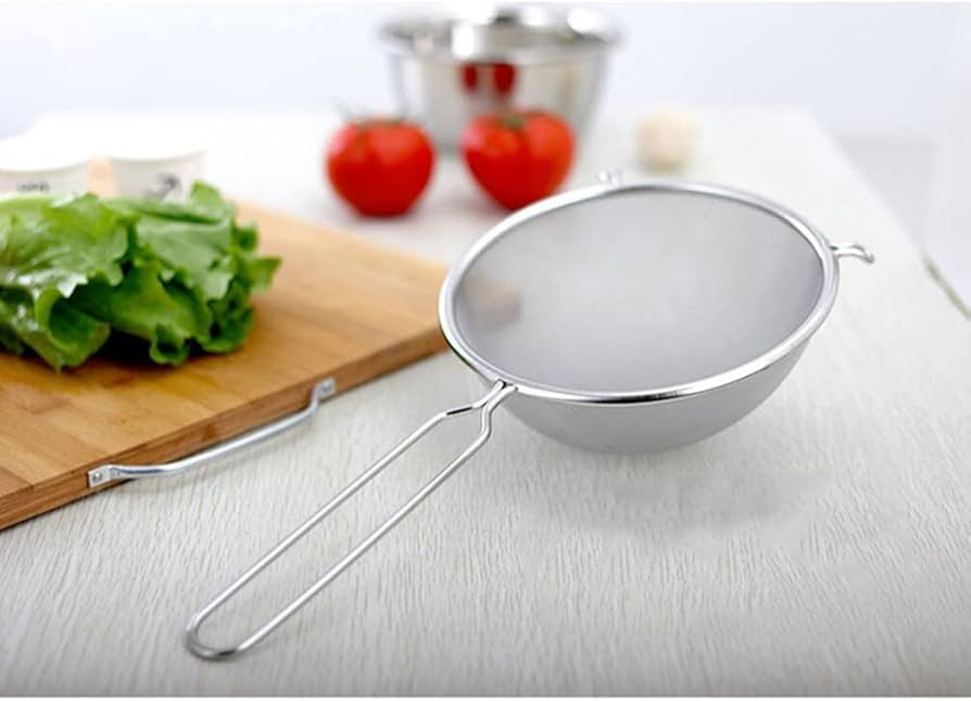 Strecuratoare bucatarie inox 14 cm, sita metalica fina pentru ceai si alimente