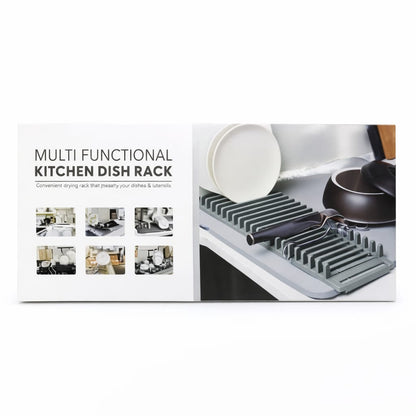 Suport multifuncțional pentru vase din plastic, culoare neutră, ideal pentru uscare vase