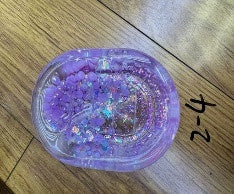 Suport săpun din plastic transparent cu accent violet și paiete
