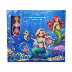 Surprise box papusa sirena cu accesorii, set surpriza 19 piese