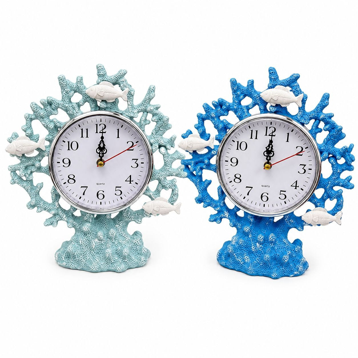Suvenir Ceas Decorativ Coral Marin cu Pești – Ornament Nautic pentru Casă și Birou, model Aleatoriu