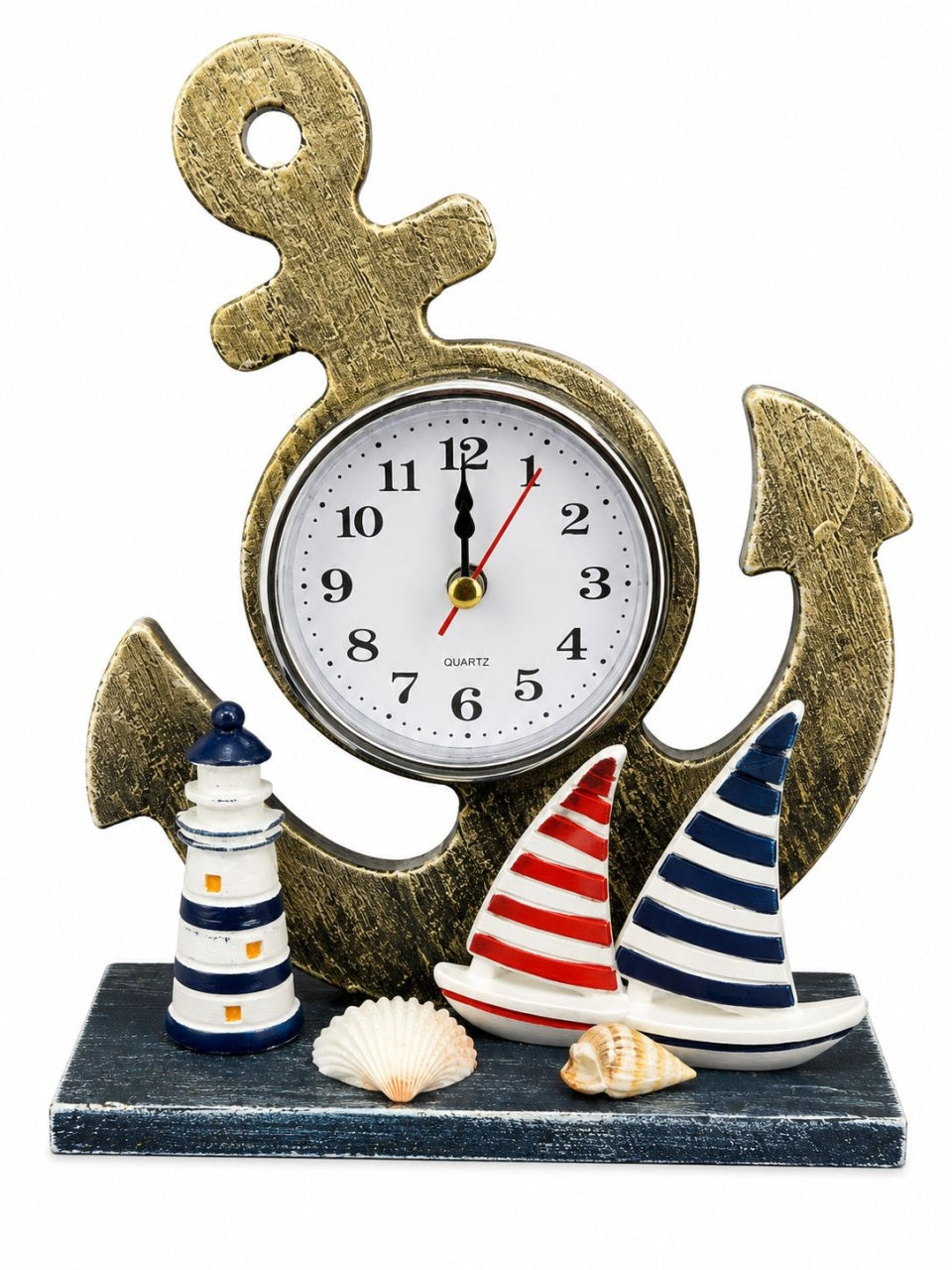 Suvenir Ceas Decorativ cu Ancoră și Veliere – Ornament Marin Nautic pentru Casă