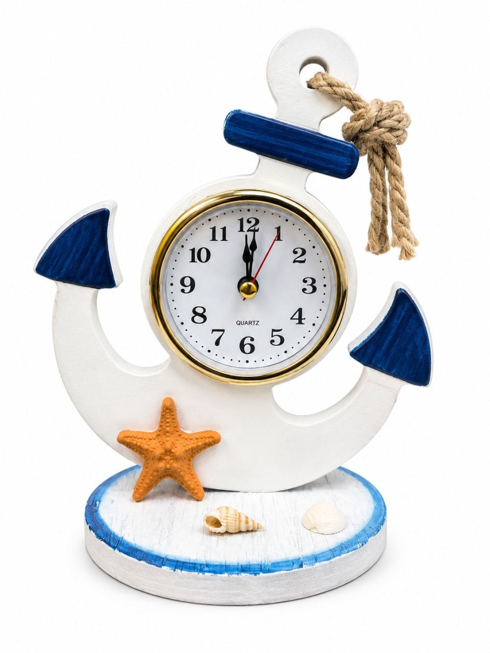 Suvenir Ceas Decorativ în Formă de Ancoră cu Stea de Mare – Ornament Nautic pentru Casă