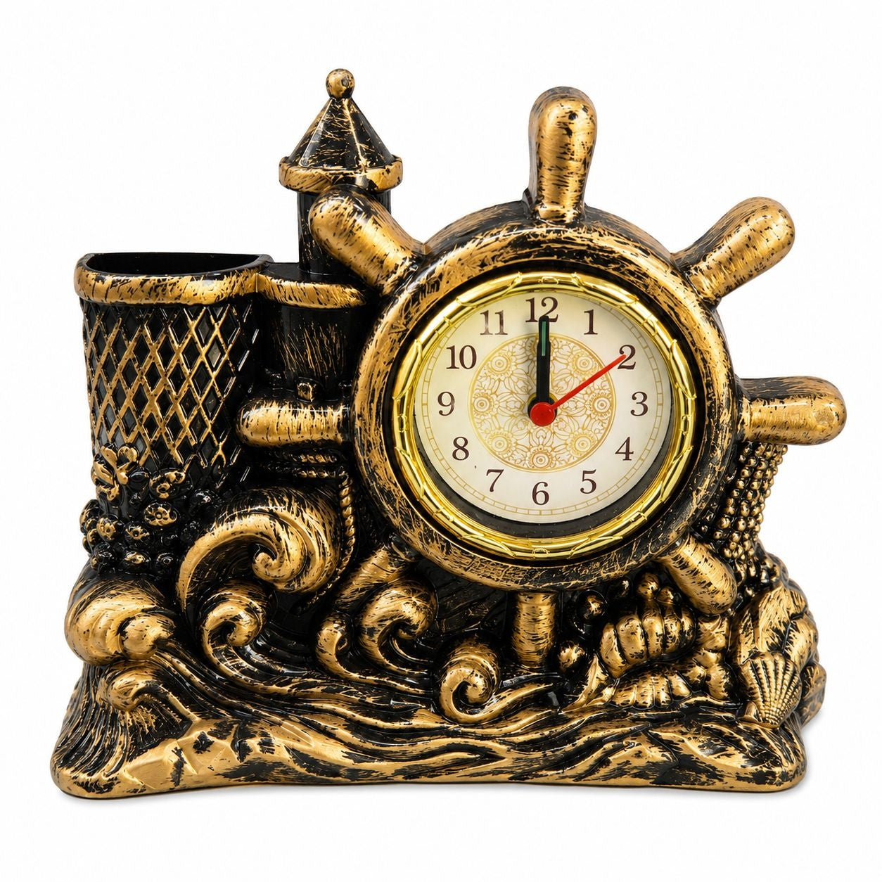 Suvenir Marin cu Ceas și Suport pentru Pixuri – Ornament Nautic Elegant pentru Birou