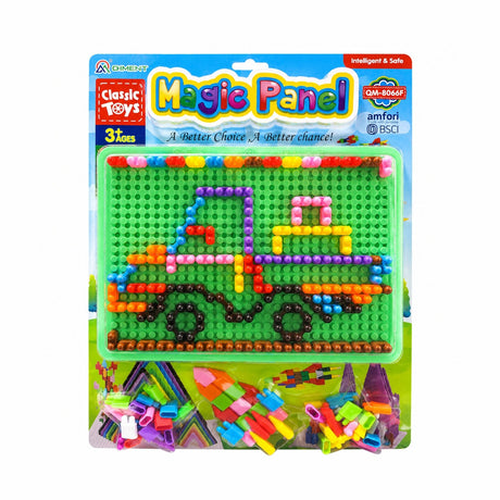 Tabla educativa mozaic cu piese colorate, model vehicule, dezvoltare creativitate 39x29 cm