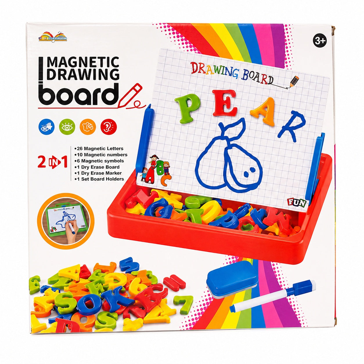 Tabla Magnetica Educativa pentru Copii cu Litere si Marker, 24 x 22 cm, 2 in 1