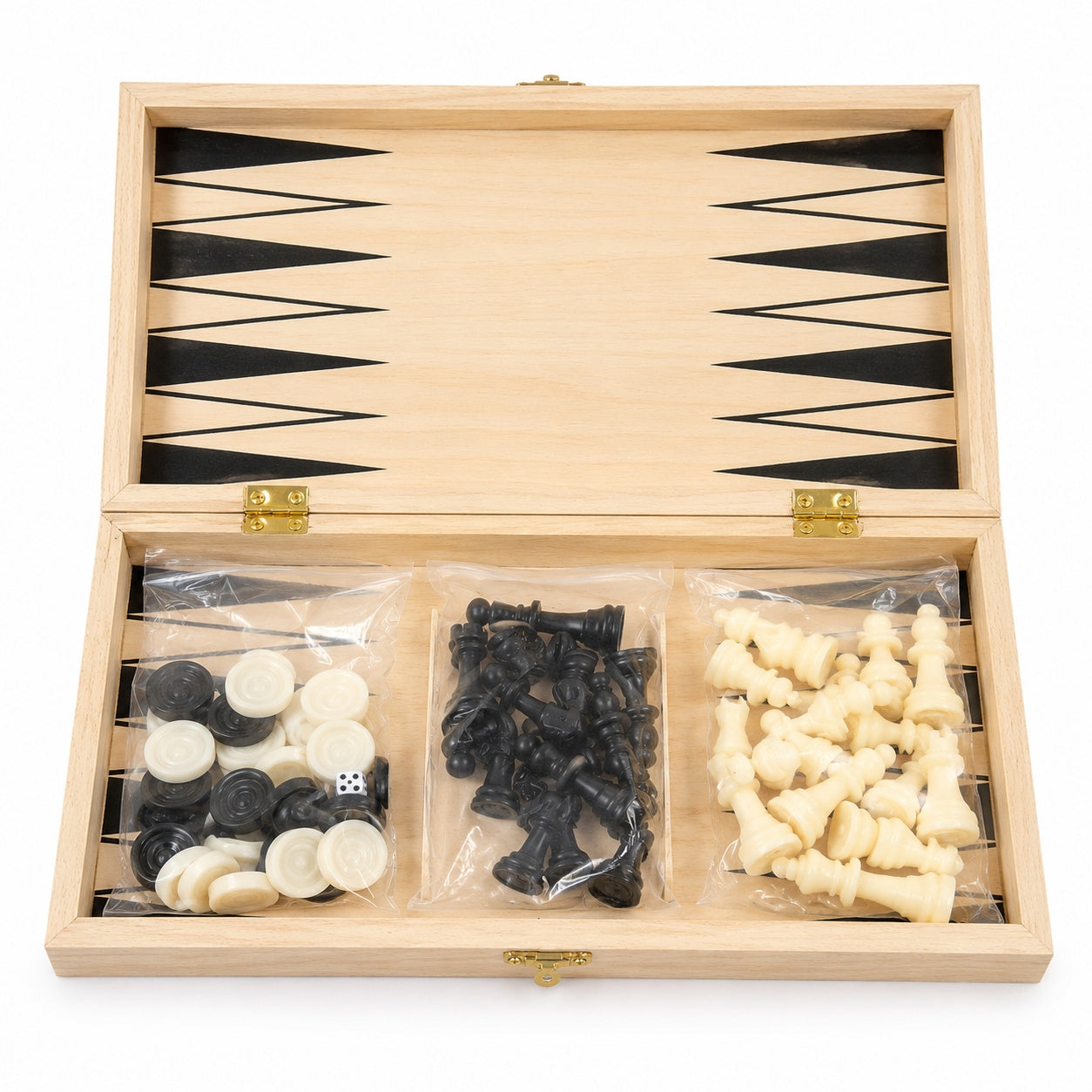 Tabla sah si table din lemn 29cm, set 2 in 1, piese incluse, joc clasic