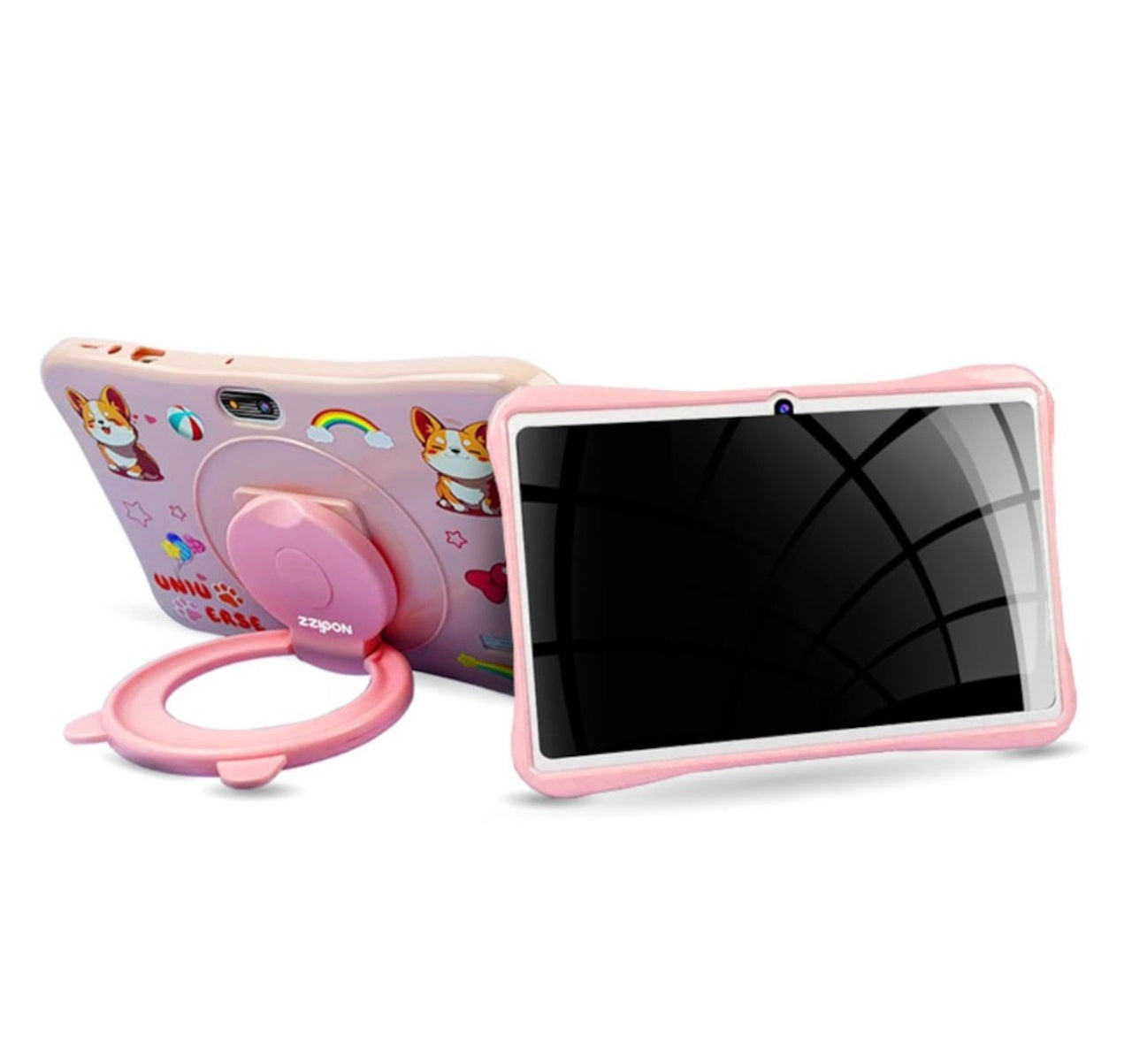 Tableta pentru copii 7 inch Android 15, 4GB RAM, 128GB, husa silicon, camera dubla, roz