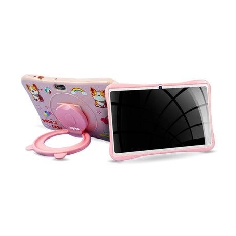 Tableta pentru copii 7 inch Android 15, 4GB RAM, 128GB, husa silicon, camera dubla, roz