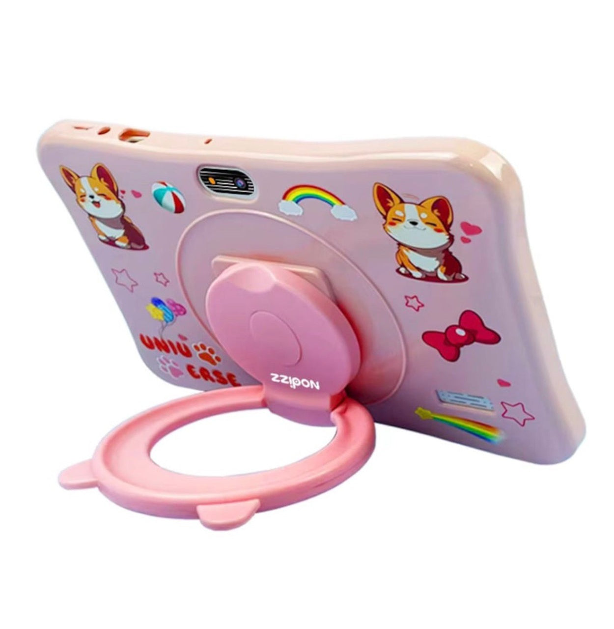 Tableta pentru copii 7 inch Android 15, 4GB RAM, 128GB, husa silicon, camera dubla, roz