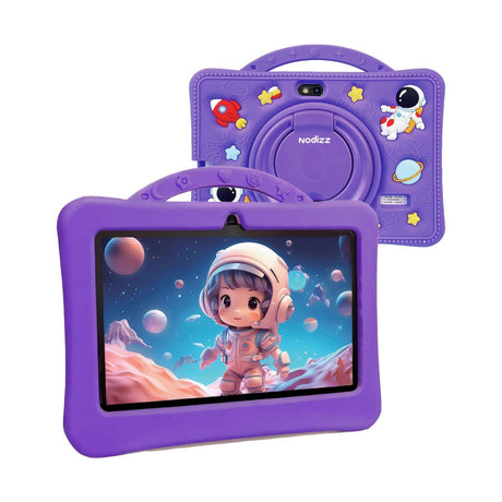 Tableta pentru copii 7 inch Android, 4GB RAM, 128GB, husa silicon, camera dubla, mov