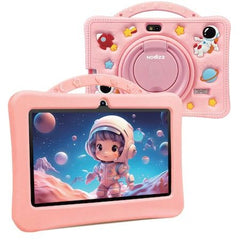 Tableta pentru copii 7 inch Android, 4GB RAM, 128GB, husa silicon, camera dubla, roz