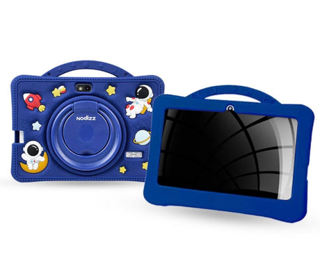 Tableta pentru copii 7 inch Android, 4GB RAM, 128GB, husa silicon, camera dubla, albastru inchis