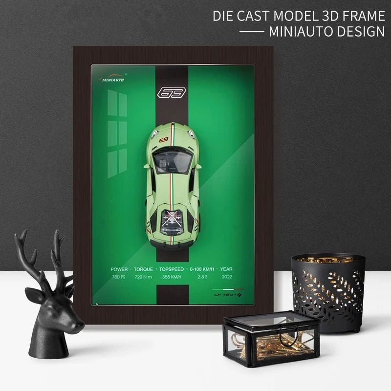 Tablou decorativ cu macheta masina sport 3D rama lemn