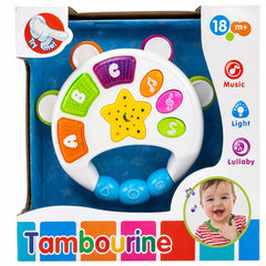 Tamburină Muzicală Interactivă pentru Bebeluși 18+ Luni – Lumini, Sunete și Cântece de Leagăn