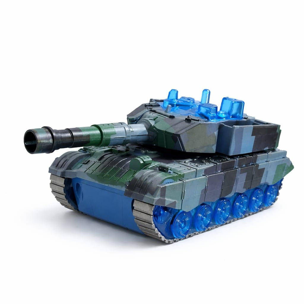 Tanc de jucarie cu sunet si lumini, rotire, model militar, army