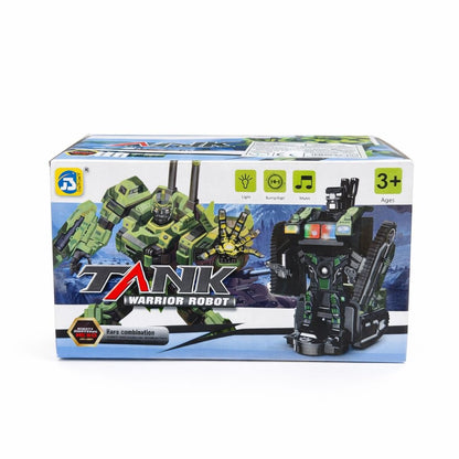 Tanc transformabil in robot cu lumini si sunete, model militar, 20cm