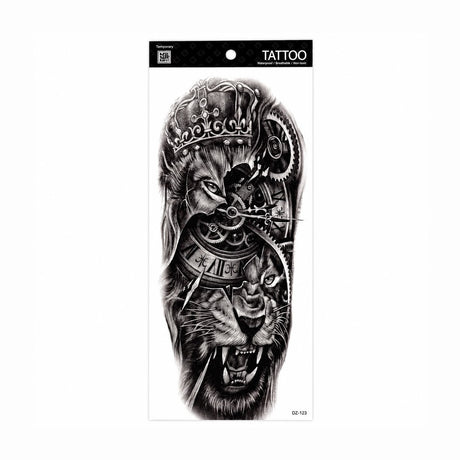 Tatuaj Semipermanent cu Vultur, Leu și Mecanism de Ceas – 45 cm