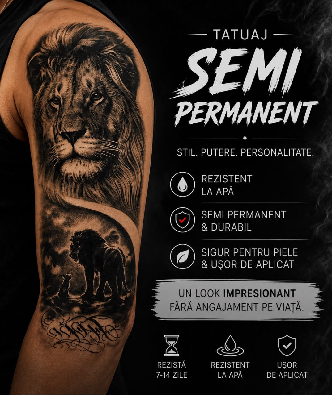 Tatuaj Semipermanent, Model cu Lei, Realist – 45 cm